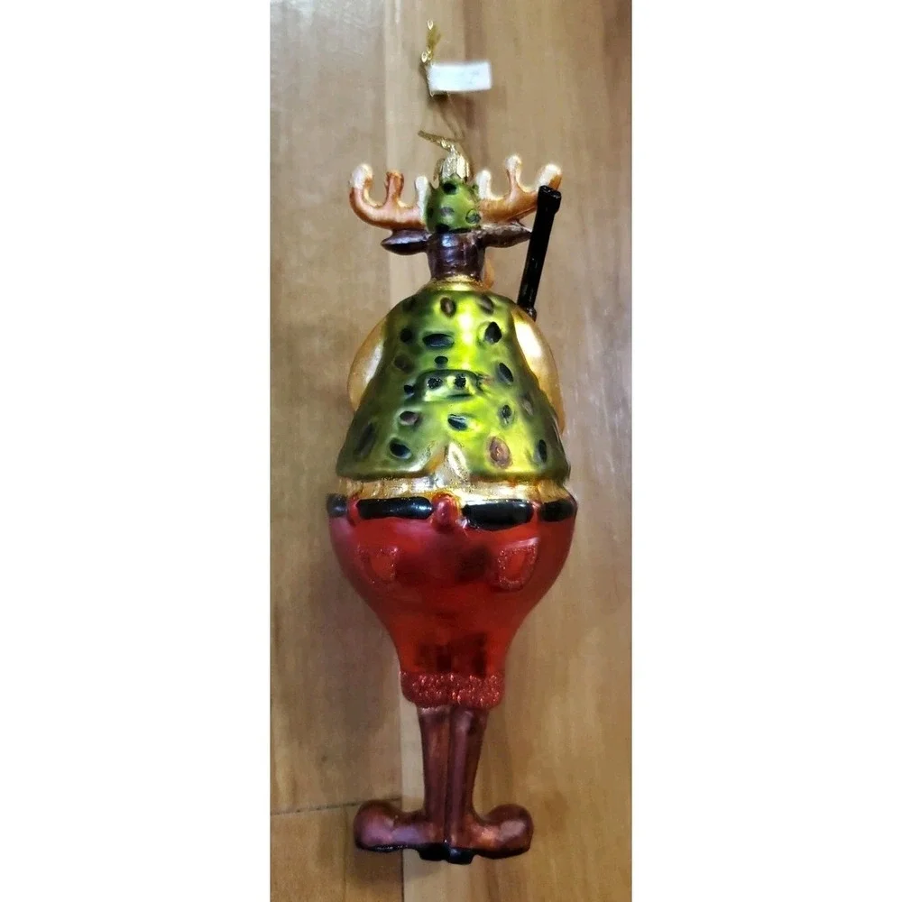 Reindeer Deer Hunter Glass‎ Ornament Camo Vest and Hat